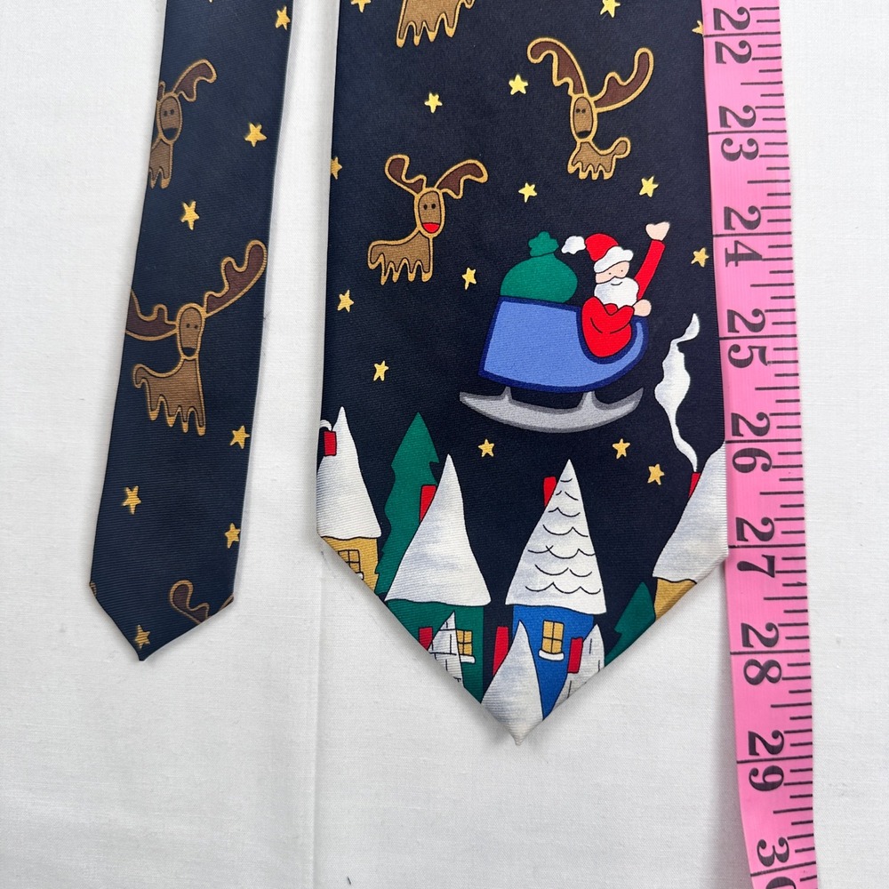 Christmas Tie necktie Holiday Santa Reindeer USA Silk Save the Children - Picture 3 of 11